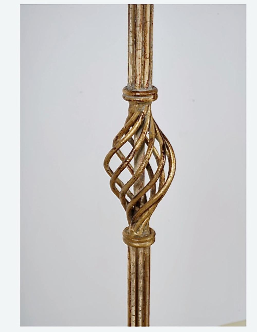 20th Century Pair Gold Leafed Forged Iron Floor Lamps