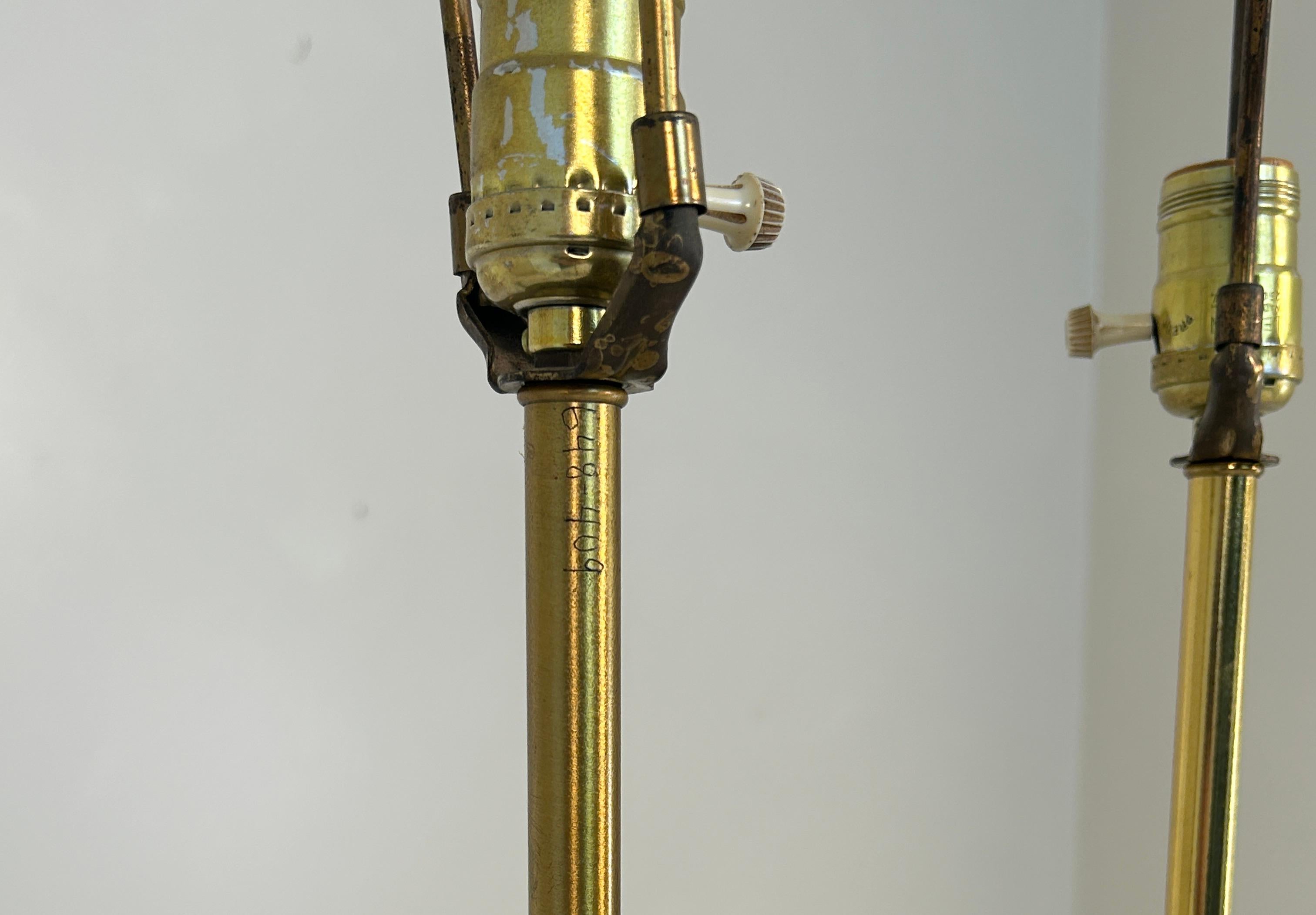 Pair Gold Table Brutalist Lamps by Laurel 6