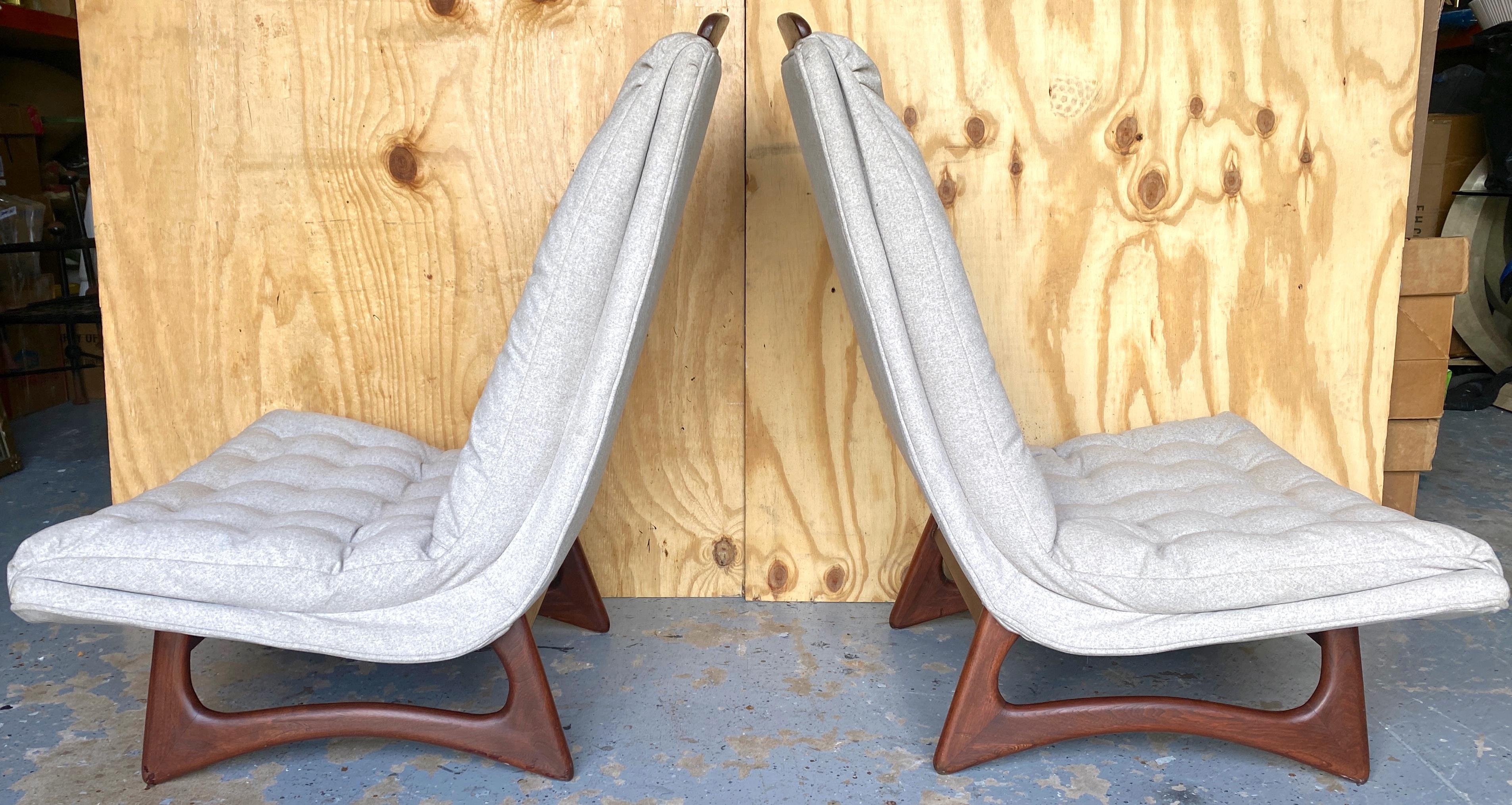 Carved Pair Gondola Club/ Lounge Chairs, Attrib. Adrian Pearsall for Craft Associates For Sale