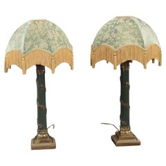 Pair Good Quality Empire Style Lamps standing height with shade 85cm
