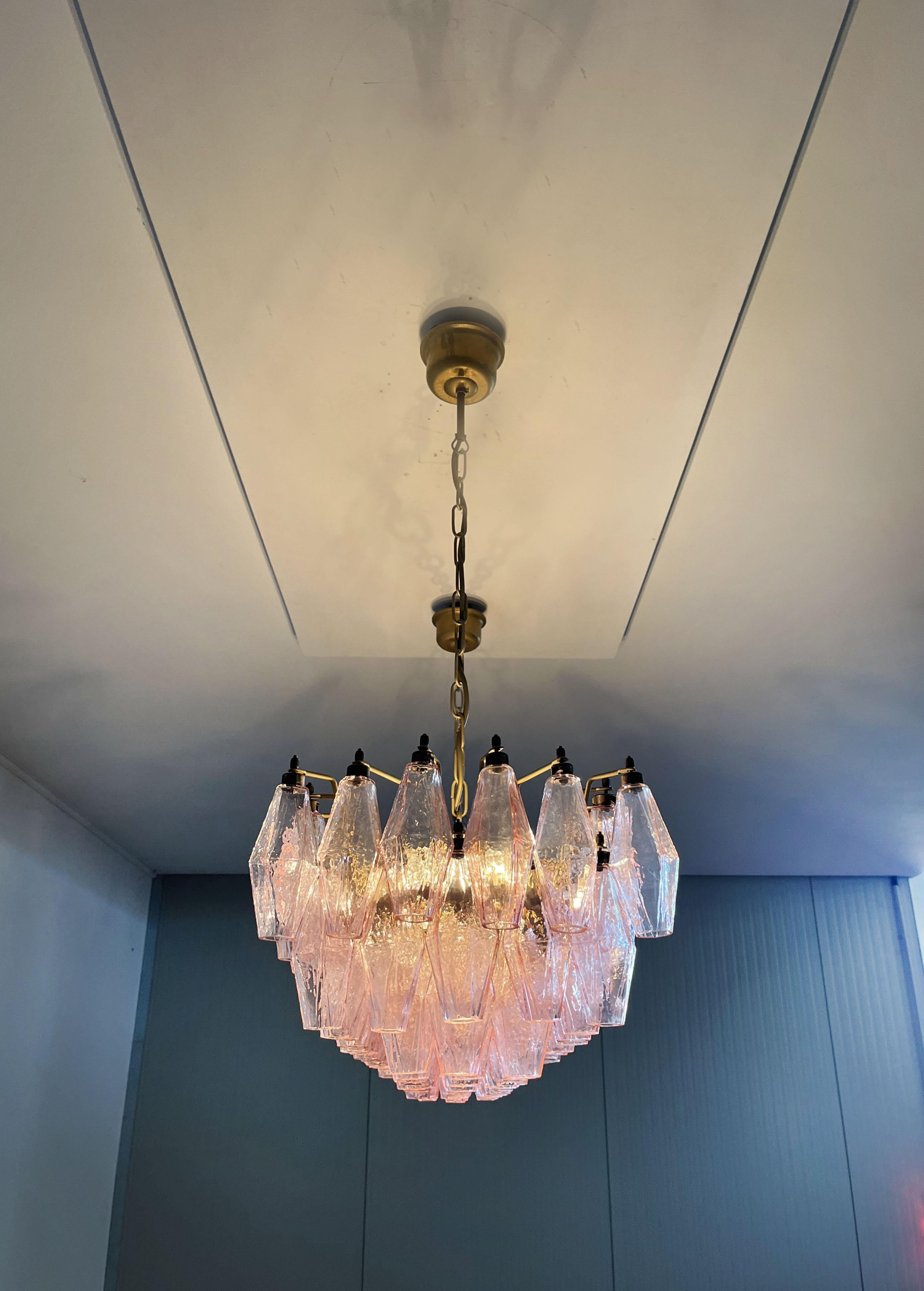 Par Preciosa Lámpara de Murano Poliedri - Estilo Carlo Scarpa - 138 vidrios rosas en venta 3