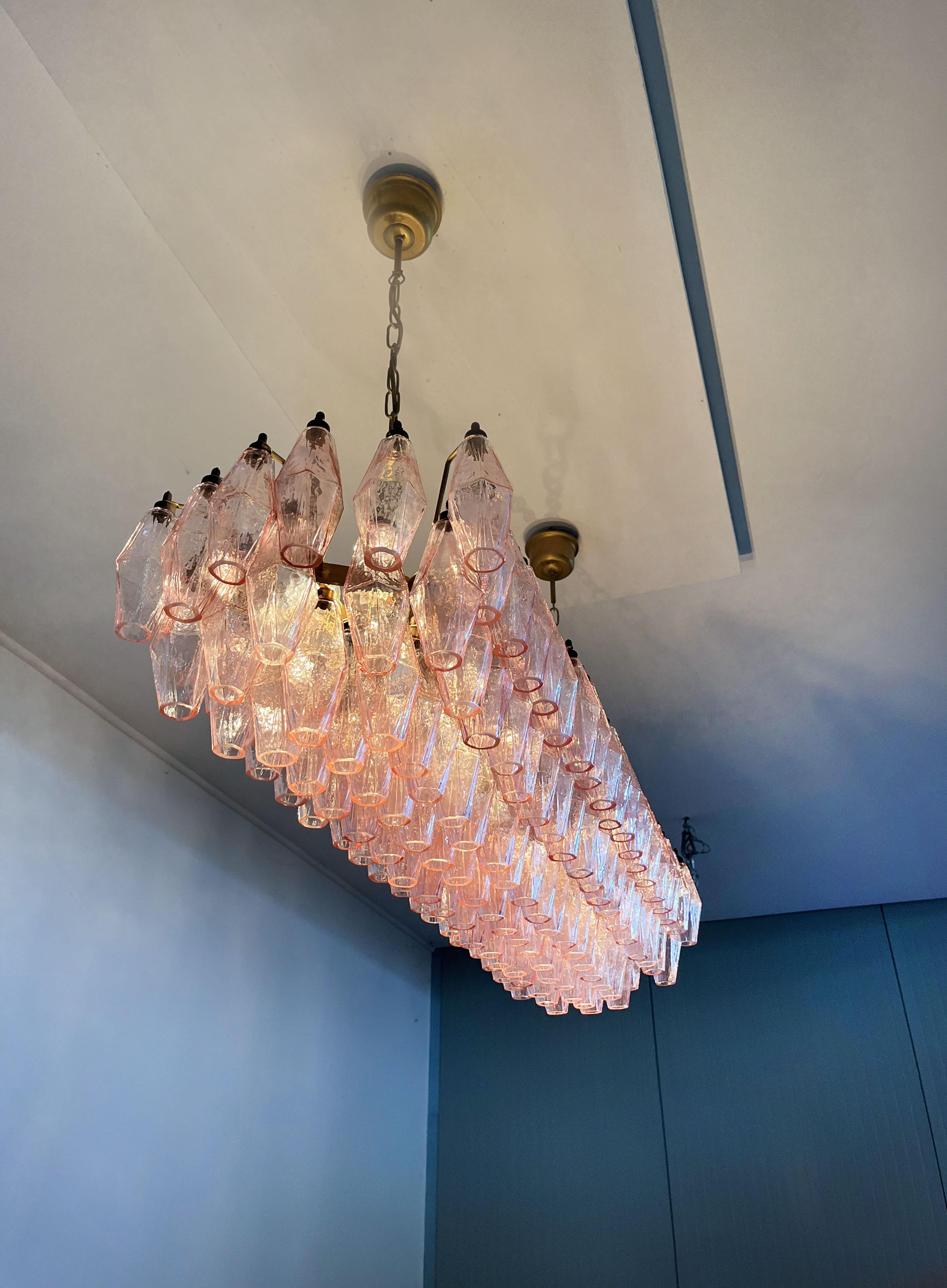 Par Preciosa Lámpara de Murano Poliedri - Estilo Carlo Scarpa - 138 vidrios rosas en venta 4