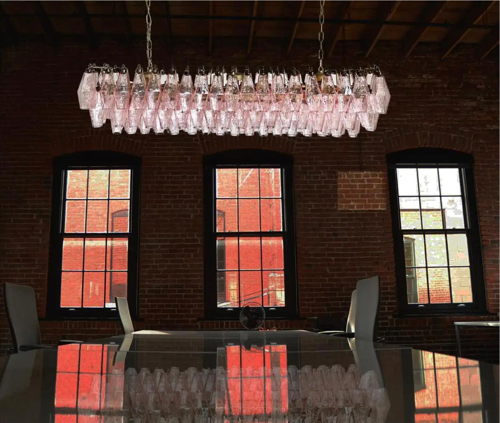 Par Preciosa Lámpara de Murano Poliedri - Estilo Carlo Scarpa - 138 vidrios rosas Moderno de mediados de siglo en venta