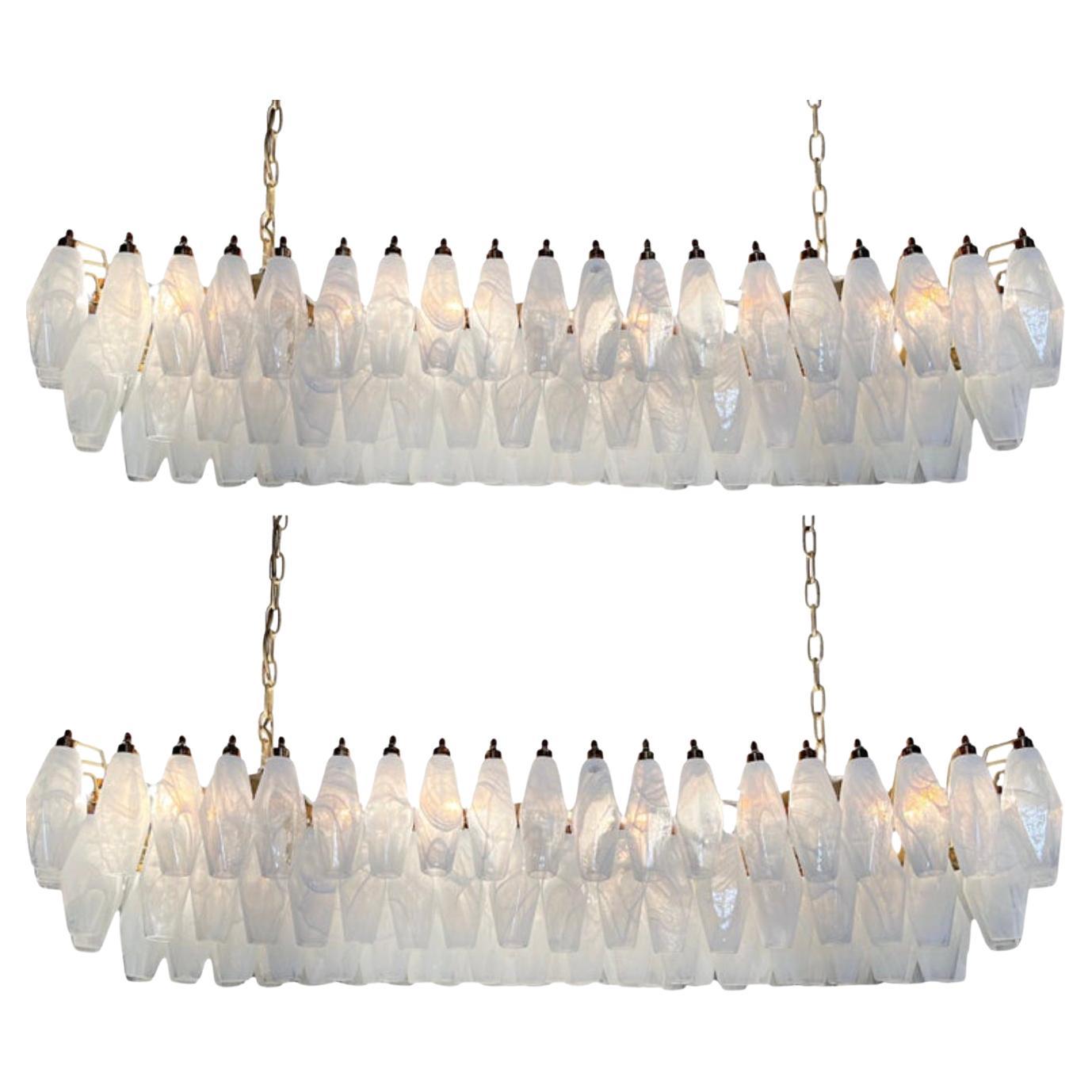 Mid-Century Modern Pair Gorgeous Murano Poliedri Chandeliers For Sale