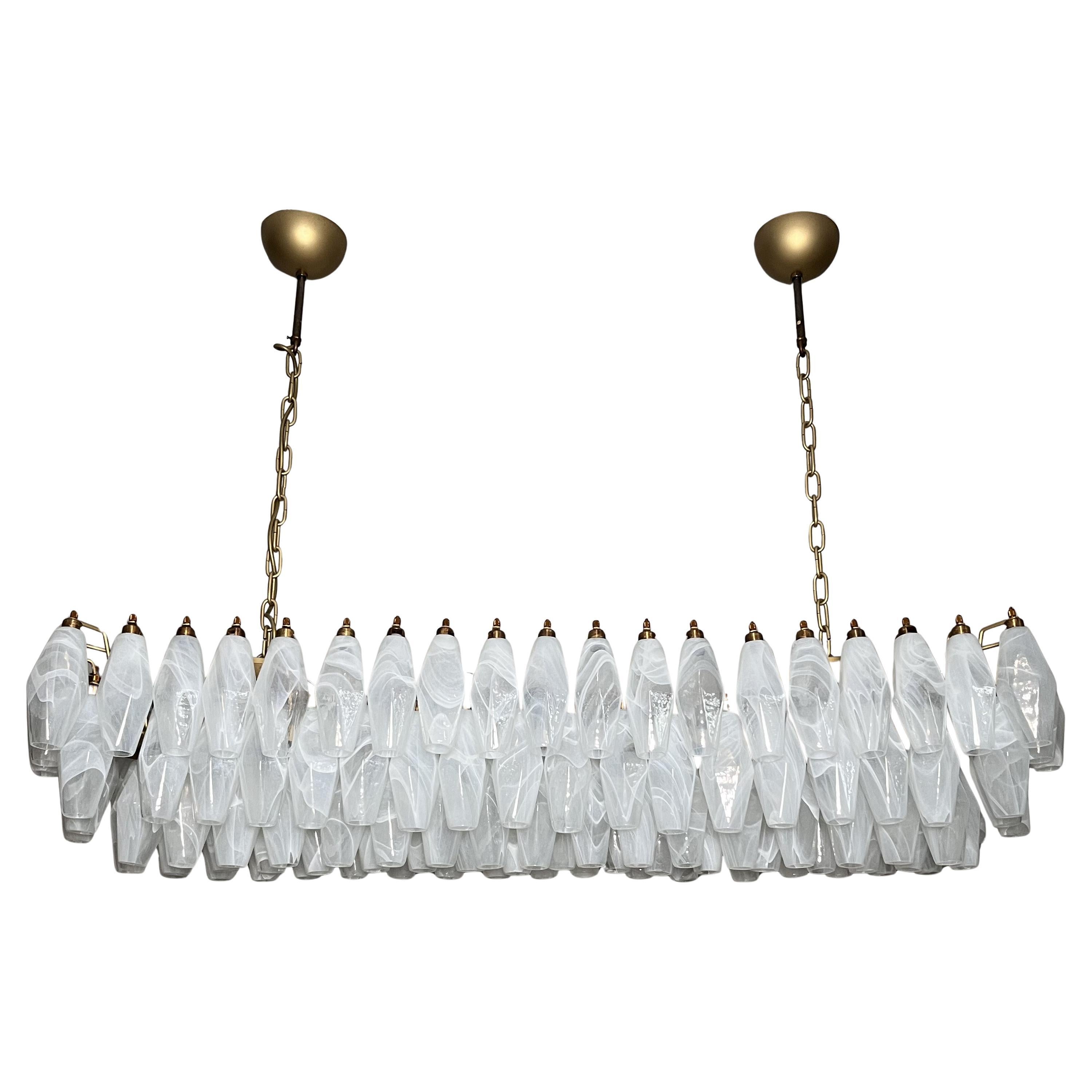 Italian Pair Gorgeous Murano Poliedri Chandeliers For Sale