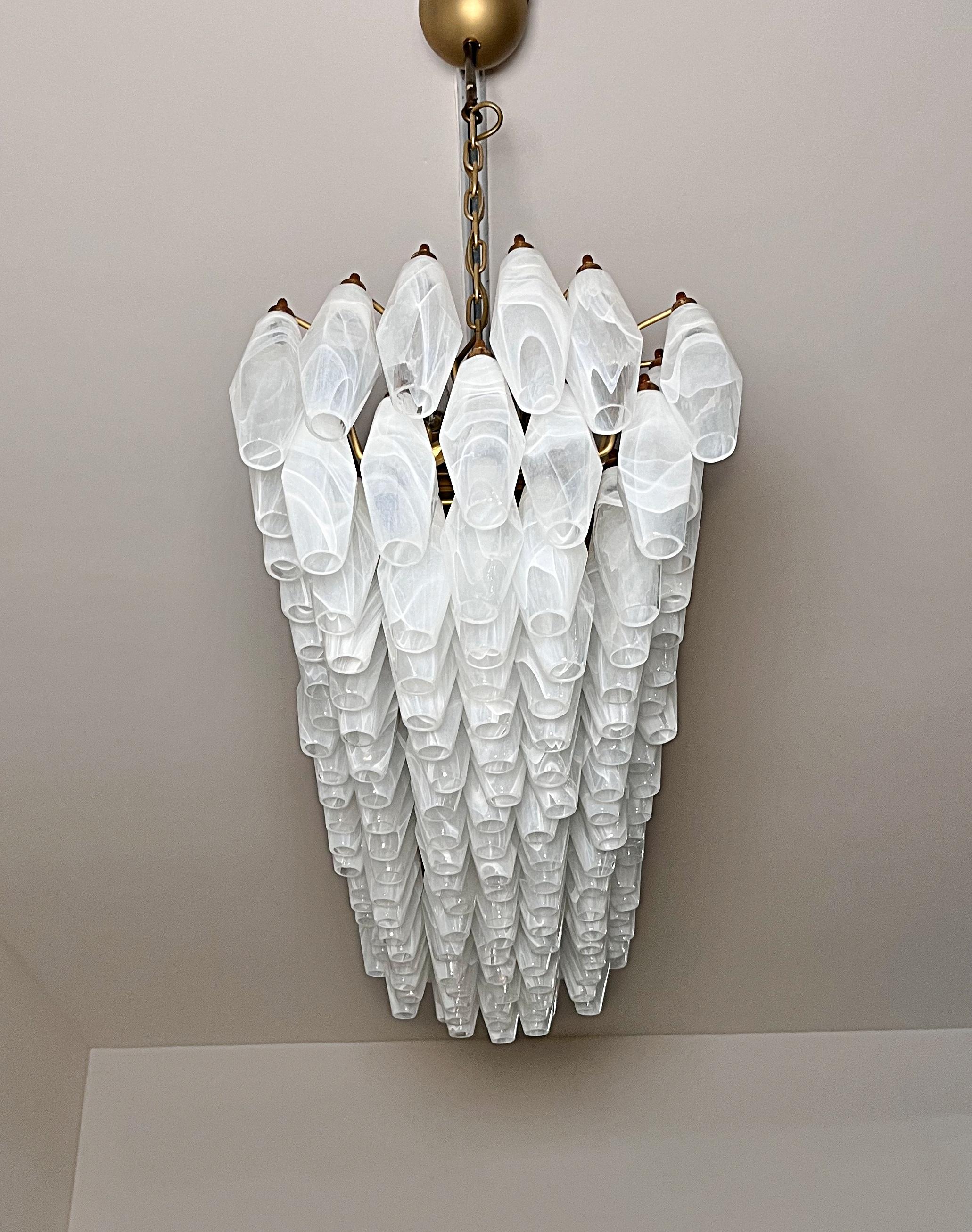 20th Century Pair Gorgeous Murano Poliedri Chandeliers For Sale