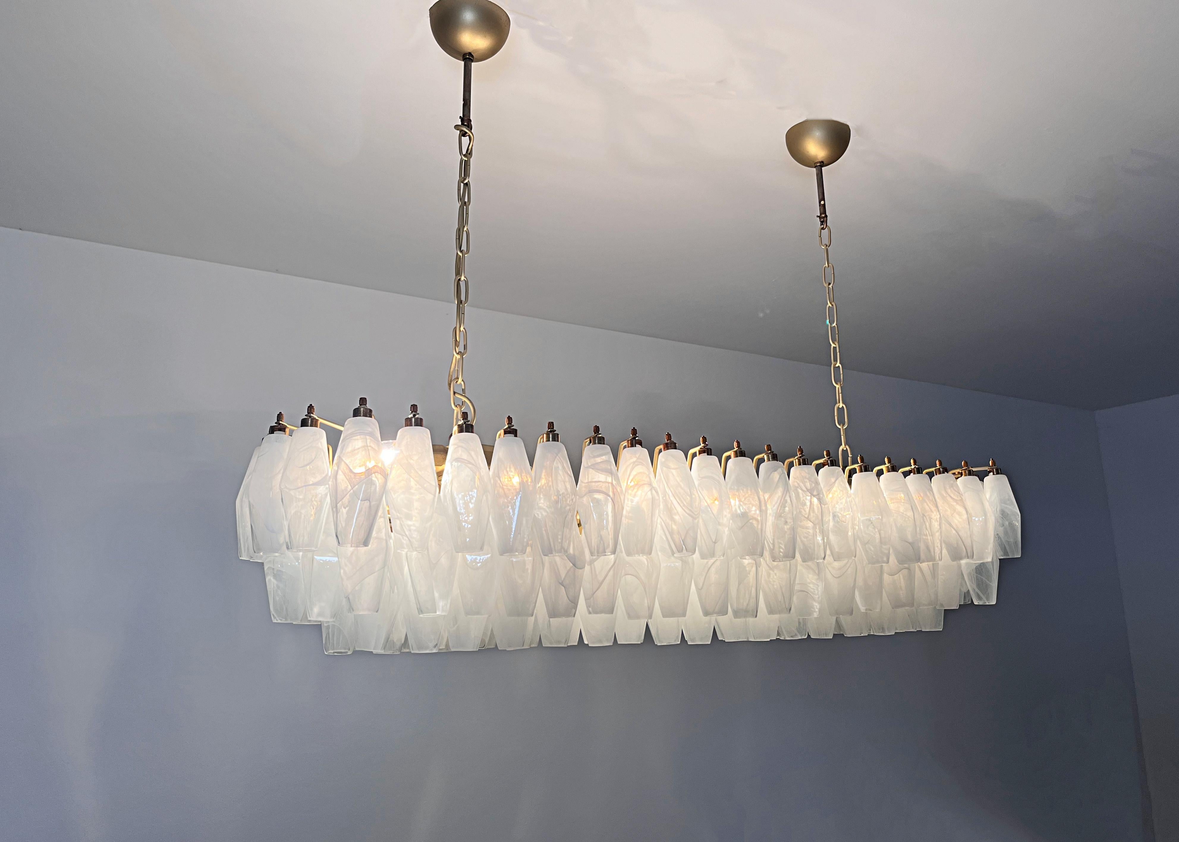 Art Glass Pair Gorgeous Murano Poliedri Chandeliers For Sale