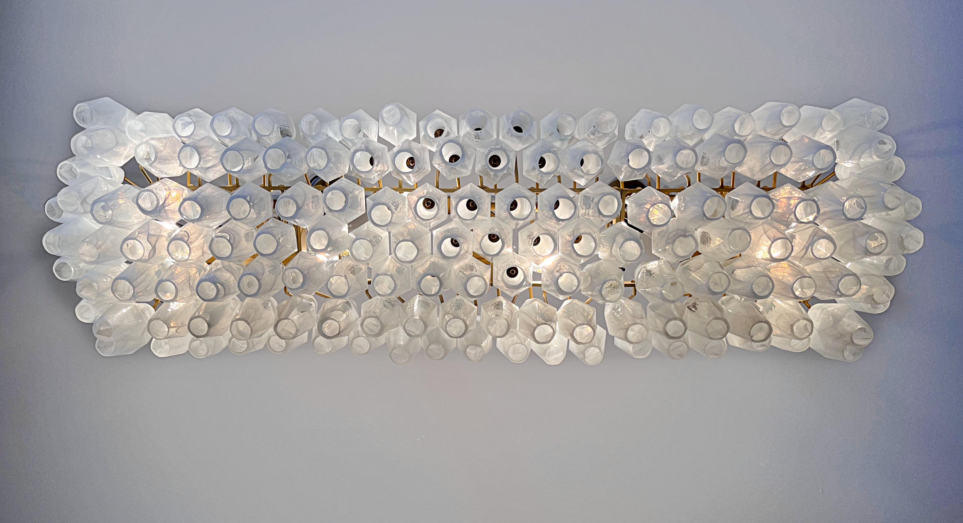 Pair Gorgeous Murano Poliedri Chandeliers For Sale 1