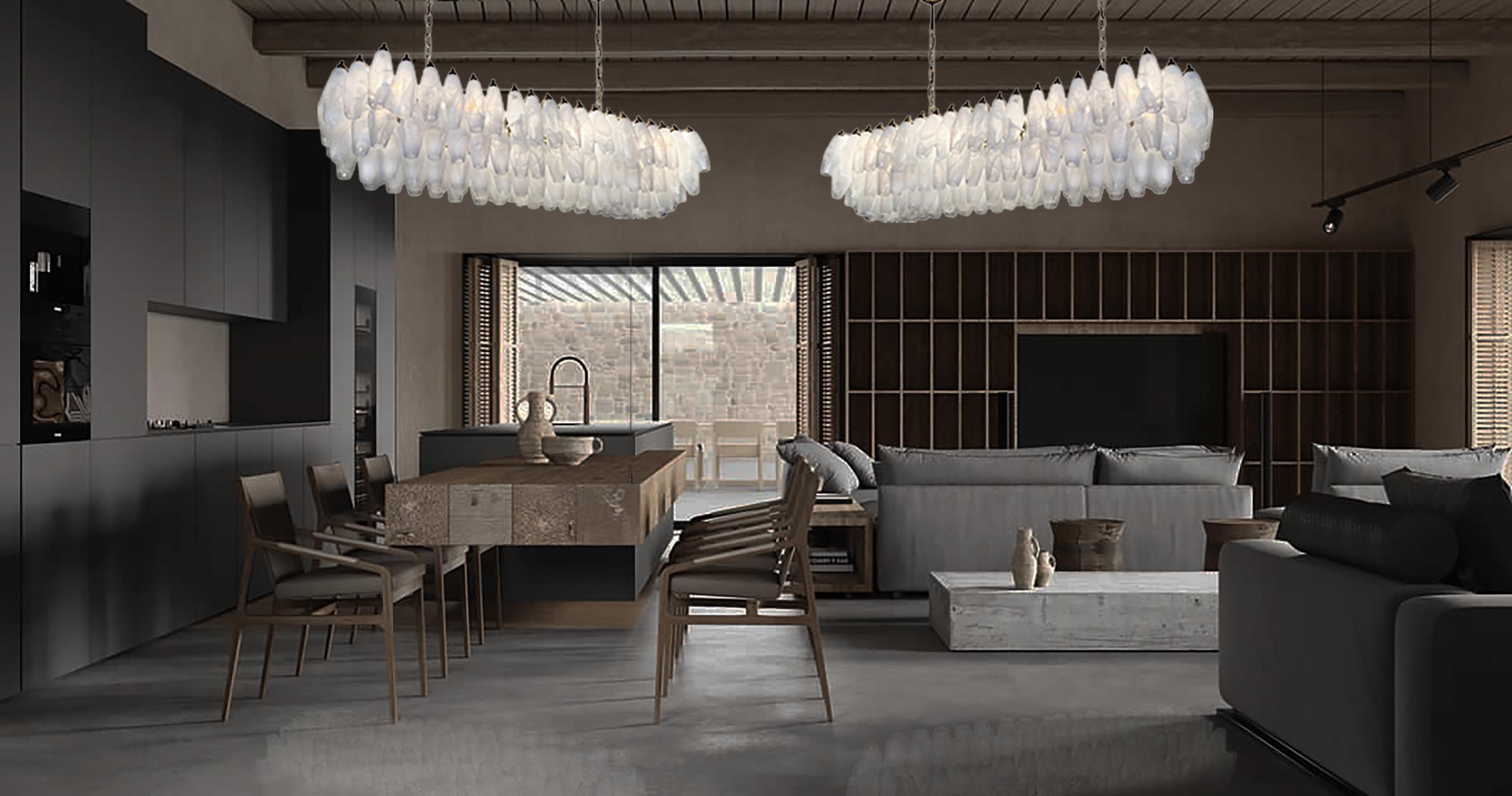 Pair Gorgeous Murano Poliedri Chandeliers For Sale 2