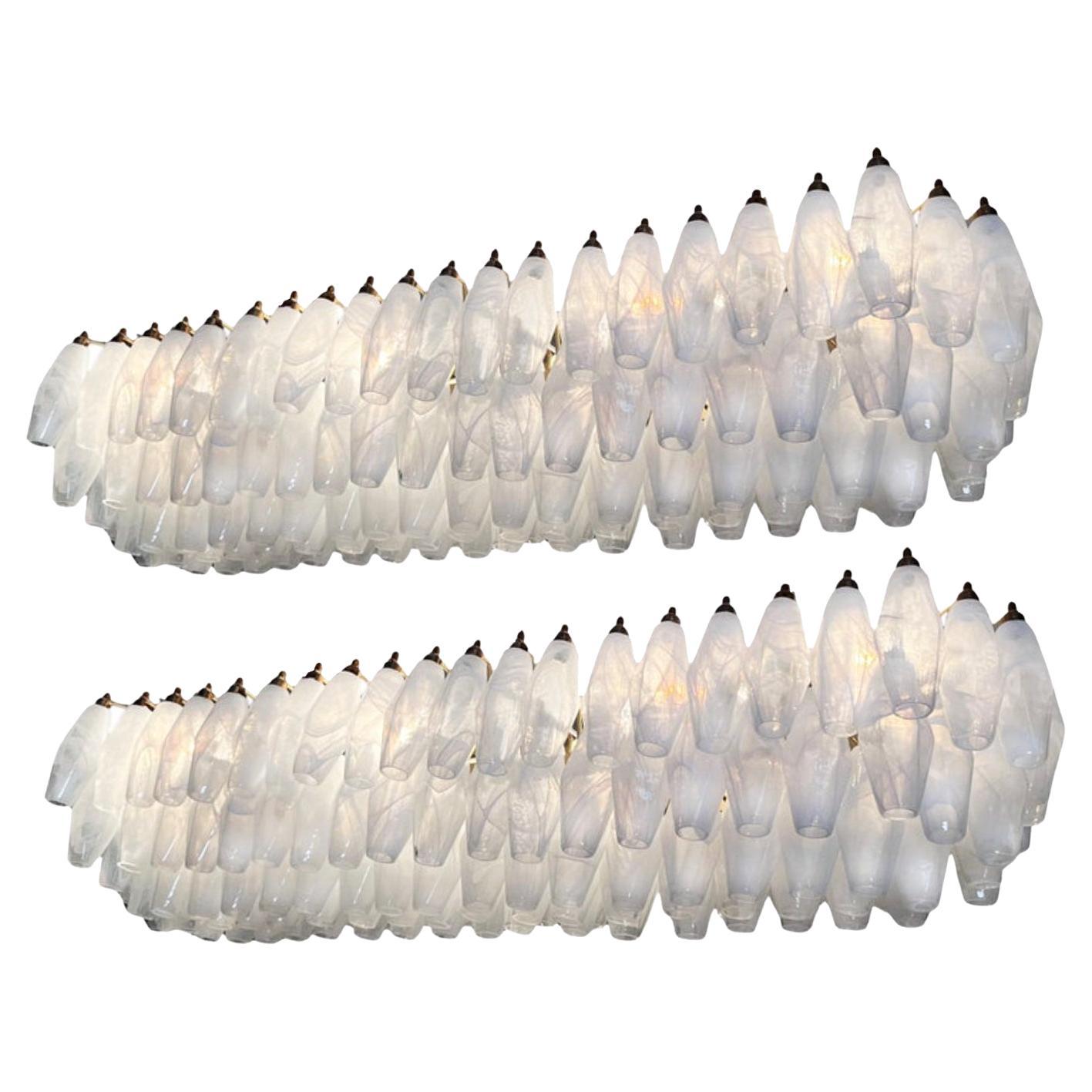 Pair Gorgeous Murano Poliedri Chandeliers For Sale