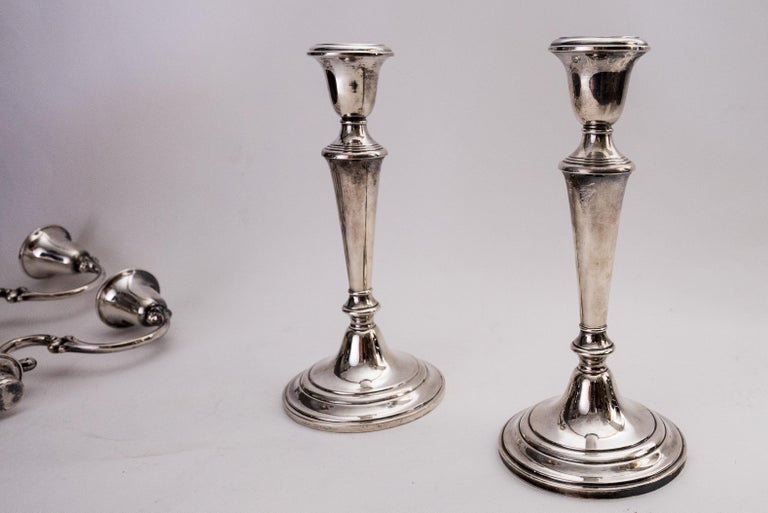 American Pair Gorham Sterling Silver Candlesticks, Vintage, Circa 1940's For Sale