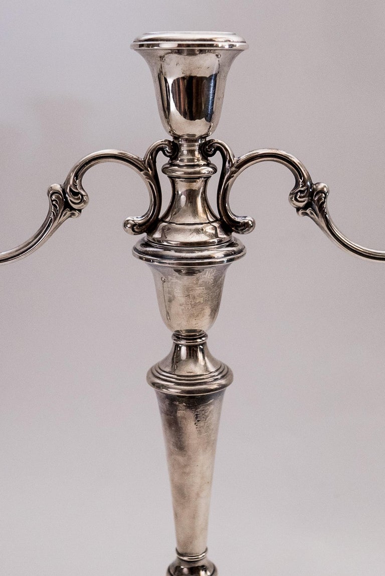 Hand-Crafted Pair Gorham Sterling Silver Candlesticks, Vintage, Circa 1940's For Sale