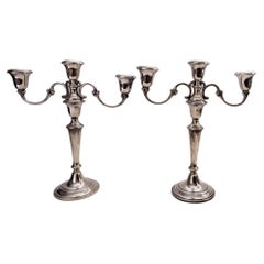 Pair Gorham Sterling Silver Candlesticks, Vintage, Circa 1940's