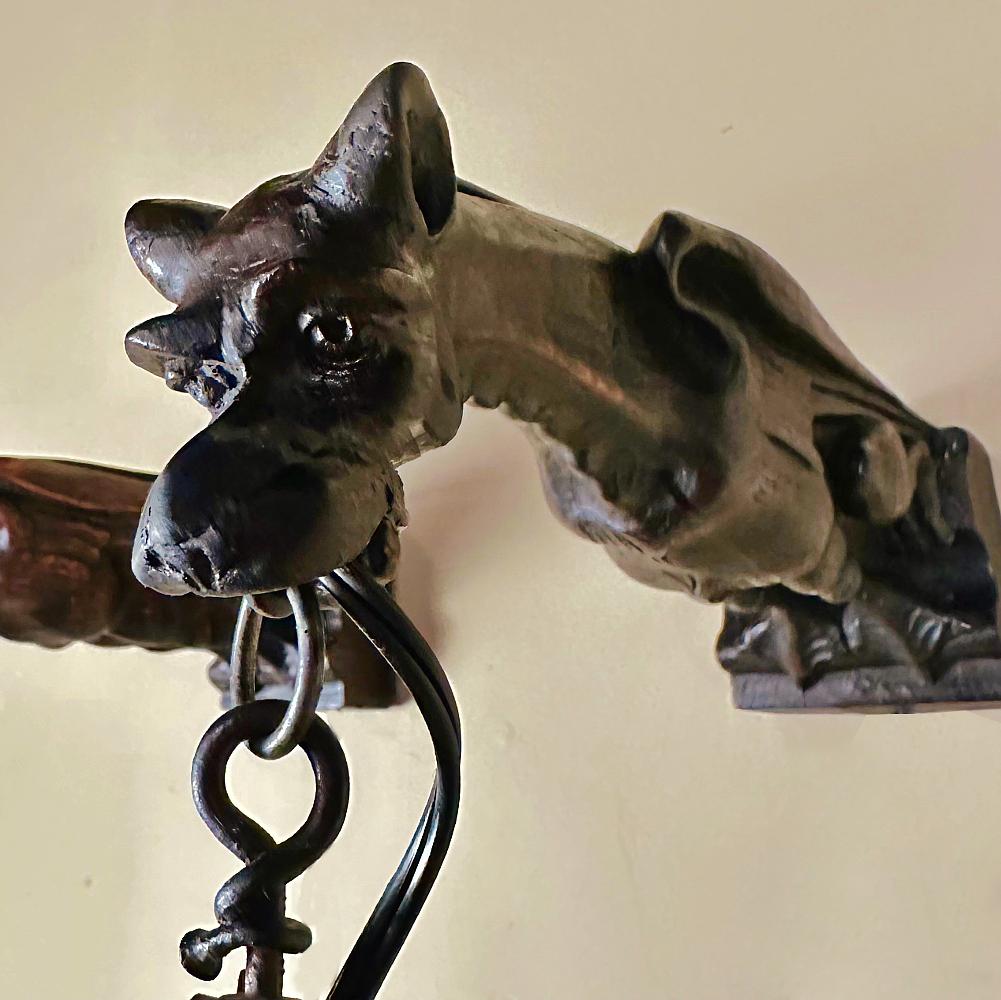 Pair Gothic Hand-Carved Gargoyle Lantern Wall Sconces 2