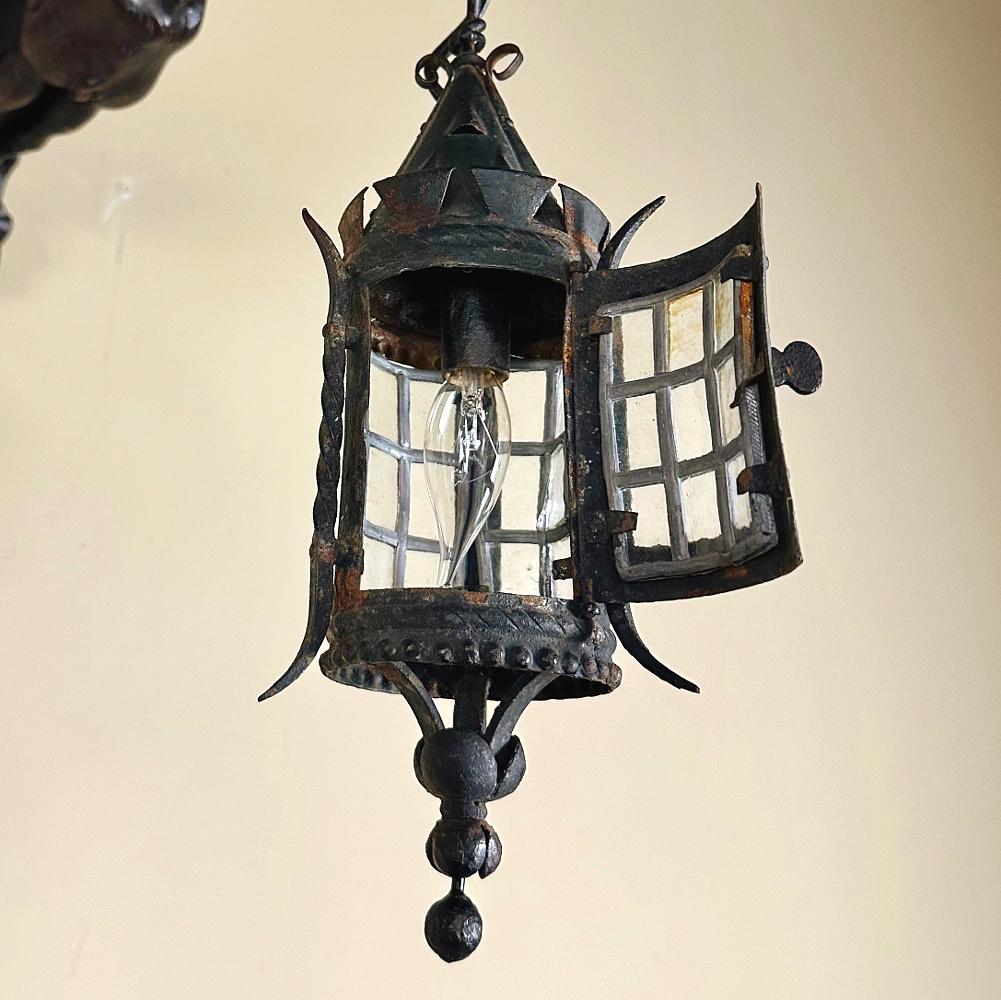 Pair Gothic Hand-Carved Gargoyle Lantern Wall Sconces In Good Condition In Dallas, TX