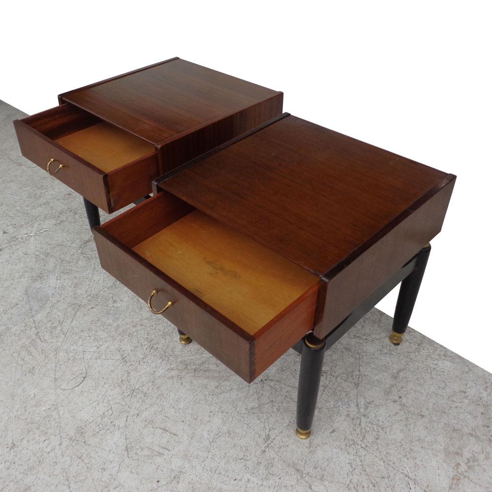 Ebonized Pair of GPlan Tola Librezza Mahogany Nightstands by Donald Gomme