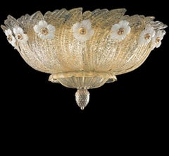 Pair Grand Hotel Ceilings Flush Mount by Barovier & Toso, Murano, 1980s