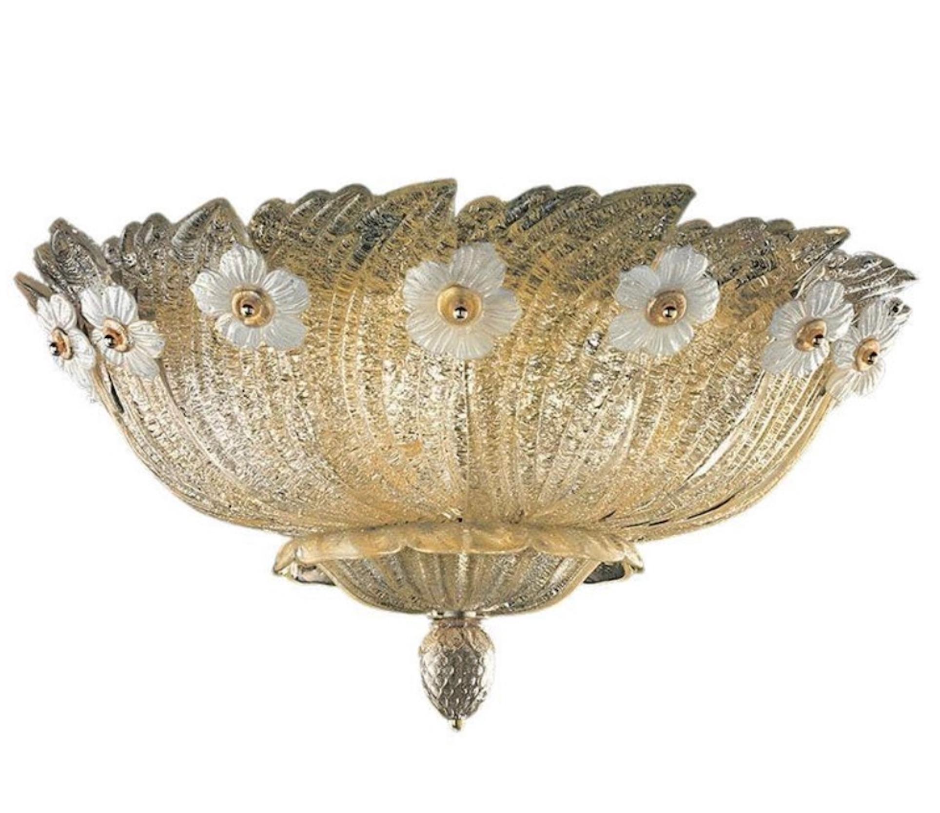 Fatto a mano Coppia di plafoniere Grand Hotel di Barovier&Toso, Murano, anni '80 in vendita