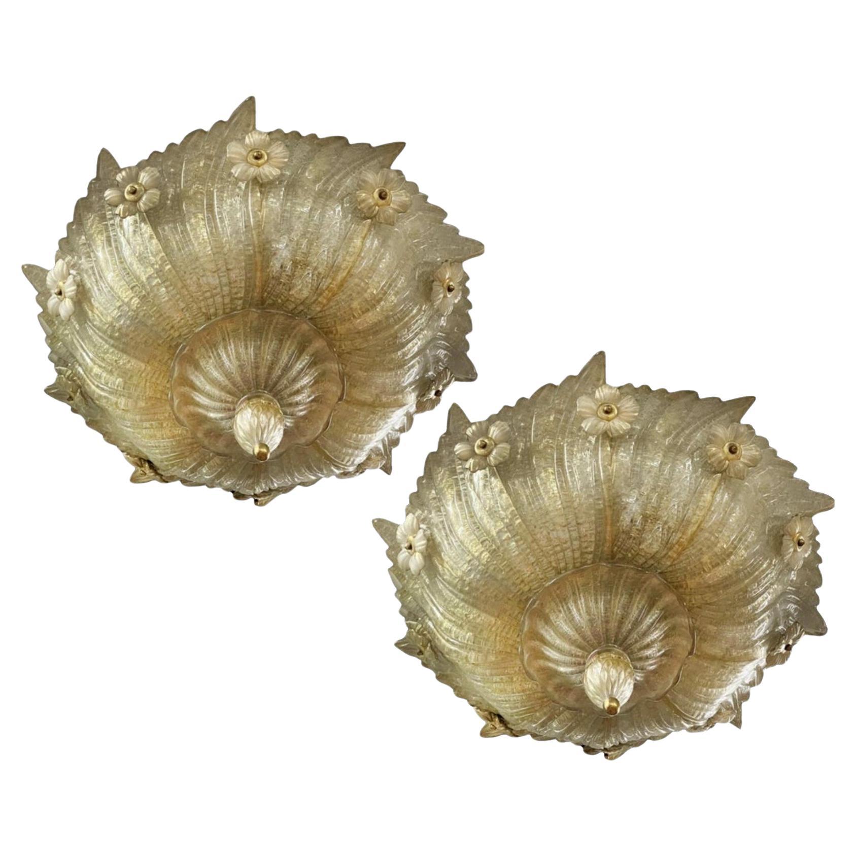 Coppia di plafoniere Grand Hotel di Barovier&Toso, Murano, anni '80 in vendita