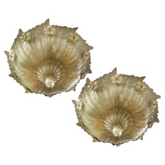 Pair Grand Hotel Ceilings Flush Mount by Barovier & Toso, Murano, 1980s