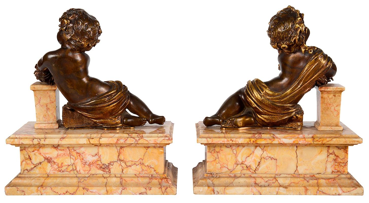 Bronze Pair Grand Tour Bacchus Influence Putti, 19th Century