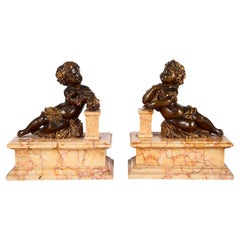 Pair Grand Tour Bacchus Influence Putti, 19th Century