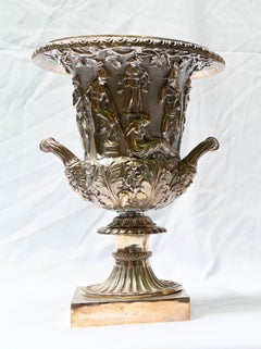 Pair Grand Tour Borghese Urns Silver Plate Campana Vase Bacchus