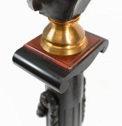 Pair Grand Tour Busts on Stands Bronze Jupiter Juno, 1820