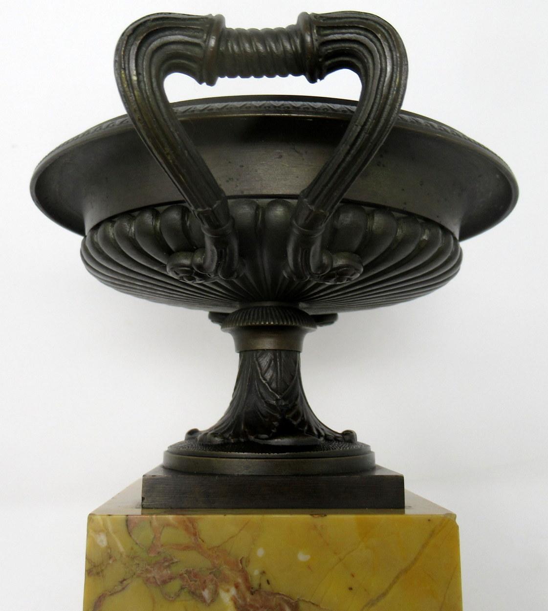 Pair of Grand Tour Ormolu Bronze Sienna Marble Tazzas Urns Vases, 19th Century 4