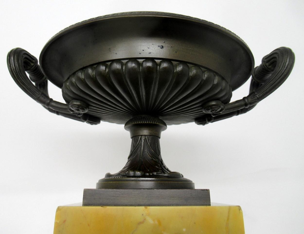 Pair of Grand Tour Ormolu Bronze Sienna Marble Tazzas Urns Vases, 19th Century 3