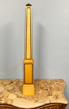 Pair Grand Tour Obelisks Italian Satinwood Ebonized Trim