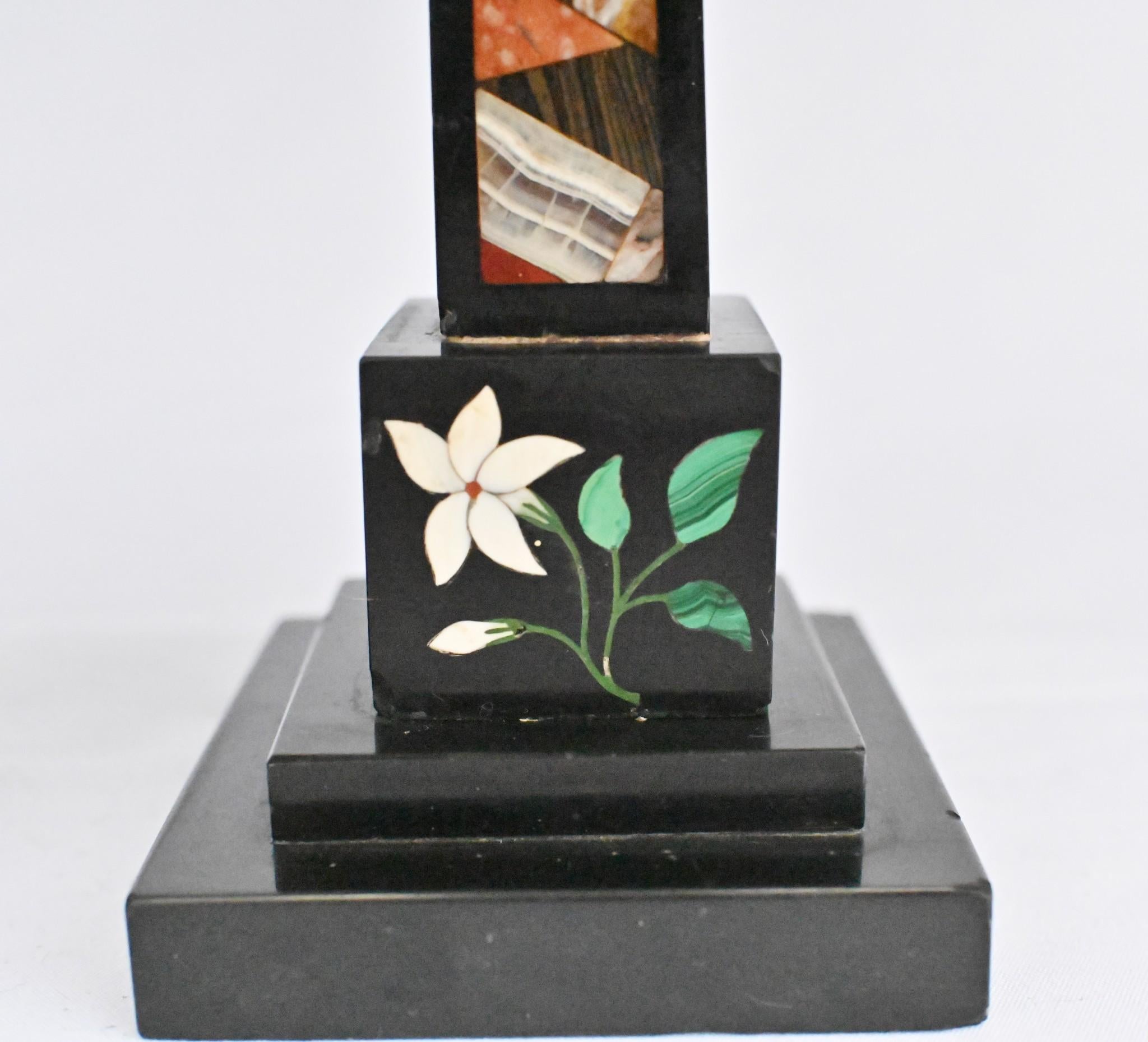 Pair Grand Tour Obelisks Marble Pietra Dura In Good Condition For Sale In Potters Bar, GB