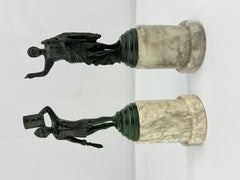 Pair, Grand Tour Style Ceaser Augustus & Roman Soldier Bronze & Marble Figures
