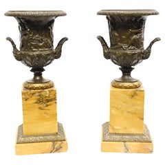 Vintage Pair Grand Tour Urns Italian Sienna Marble Campana 1820