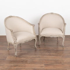 Pair, Gray Gustavian Arm Chairs from Sweden circa 1940