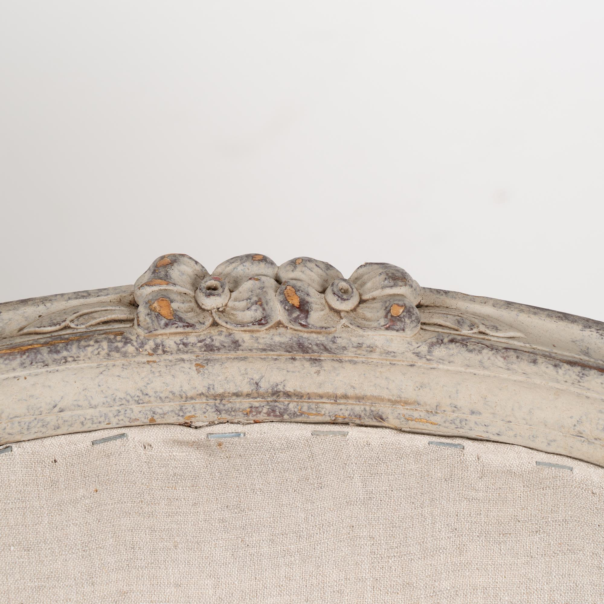 Pair, Gray Gustavian Arm Chairs from Sweden circa 1940 In Good Condition In Round Top, TX