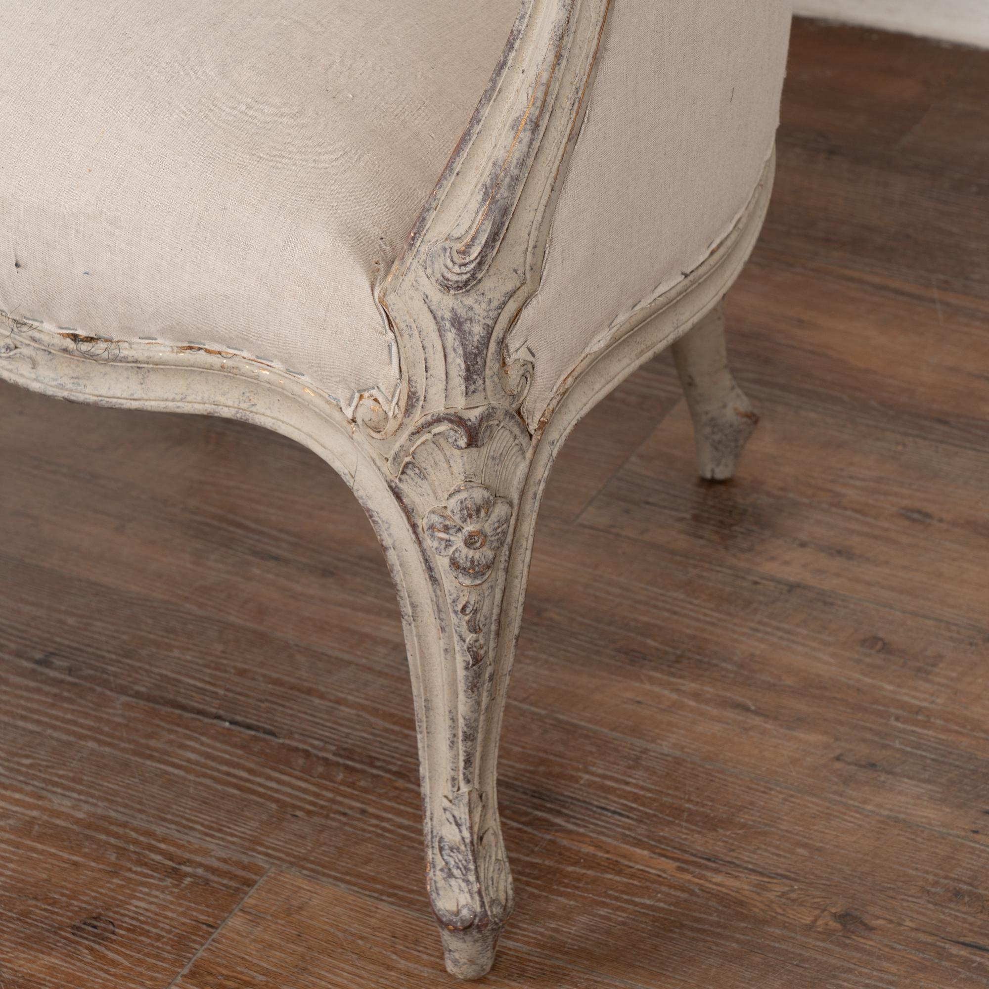 Pair, Gray Gustavian Arm Chairs from Sweden circa 1940 2