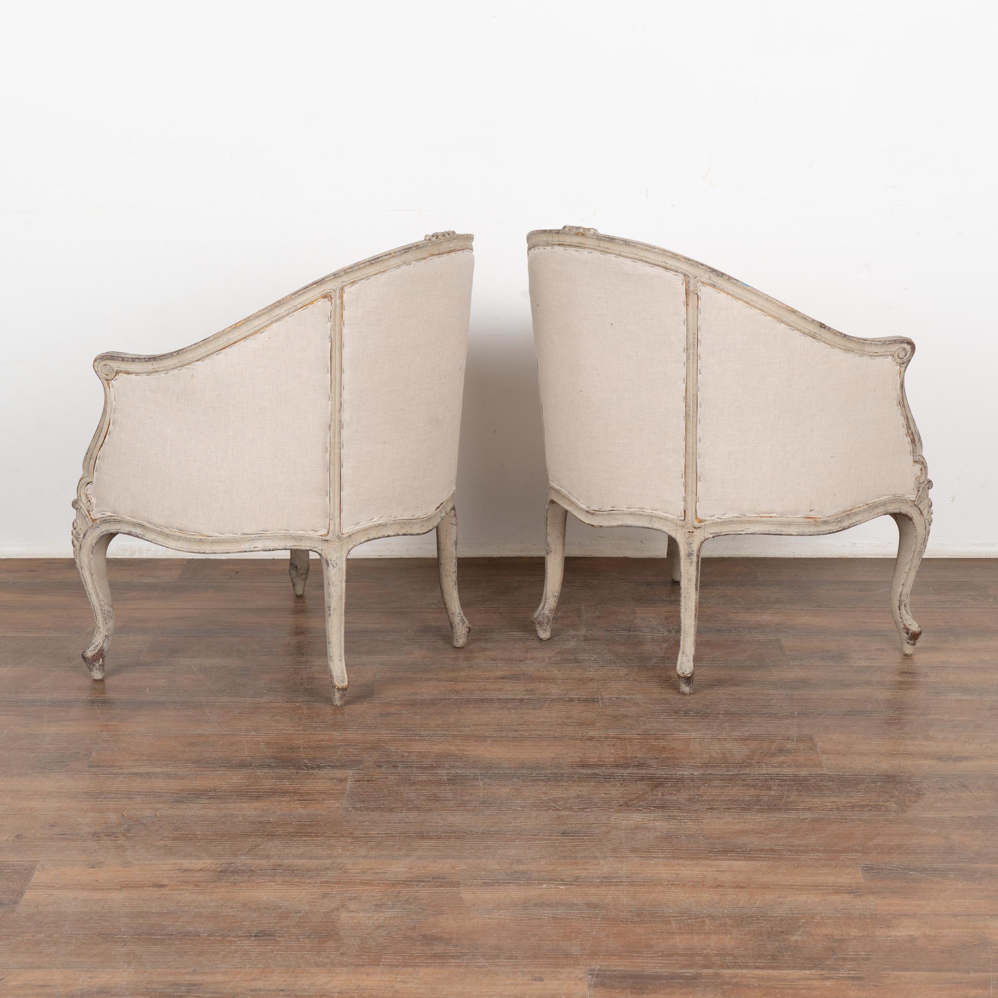 Pair, Gray Gustavian Arm Chairs from Sweden circa 1940 3