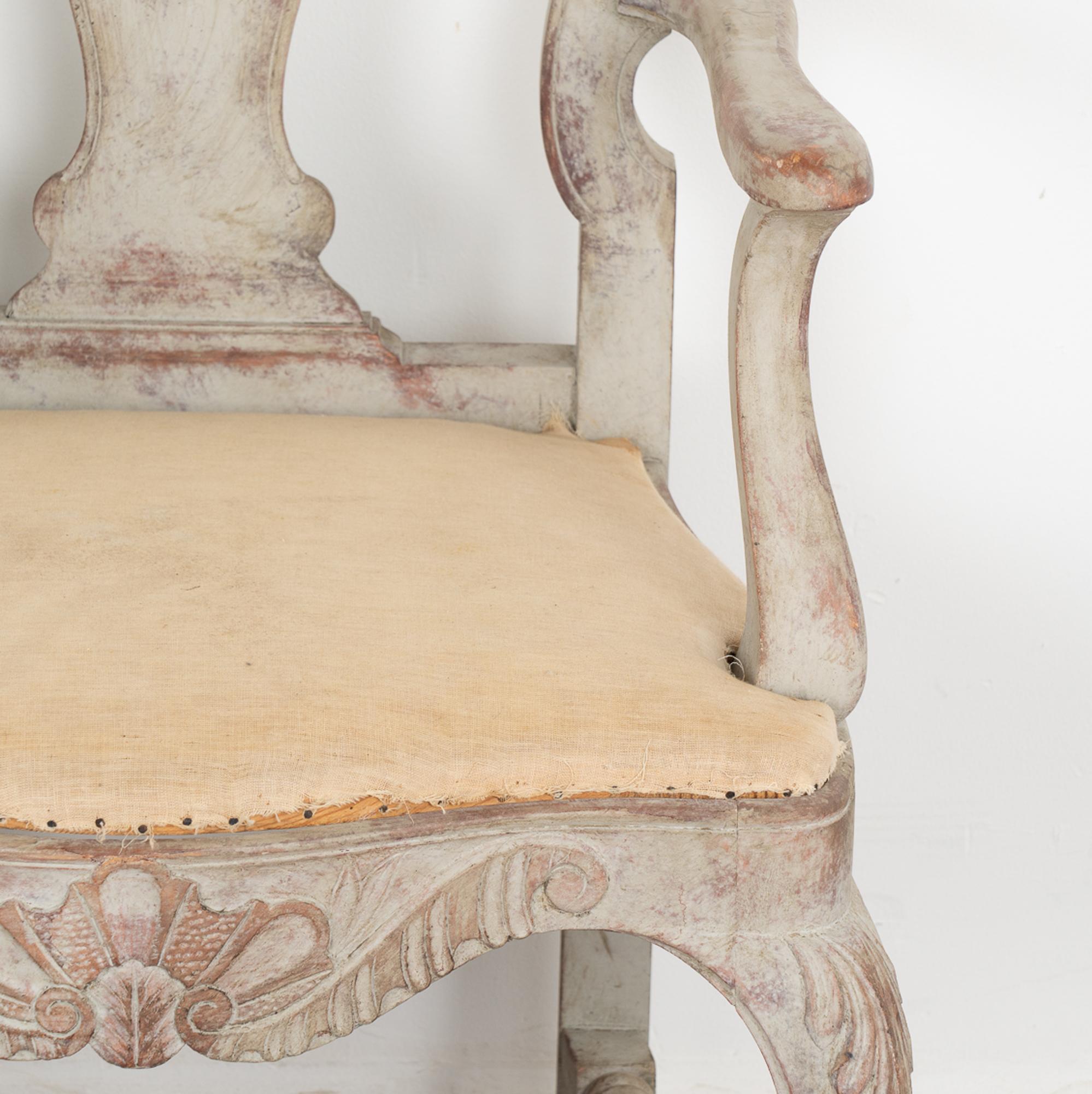 Pair, Gray Gustavian Arm Chairs, Sweden circa 1840-60 1
