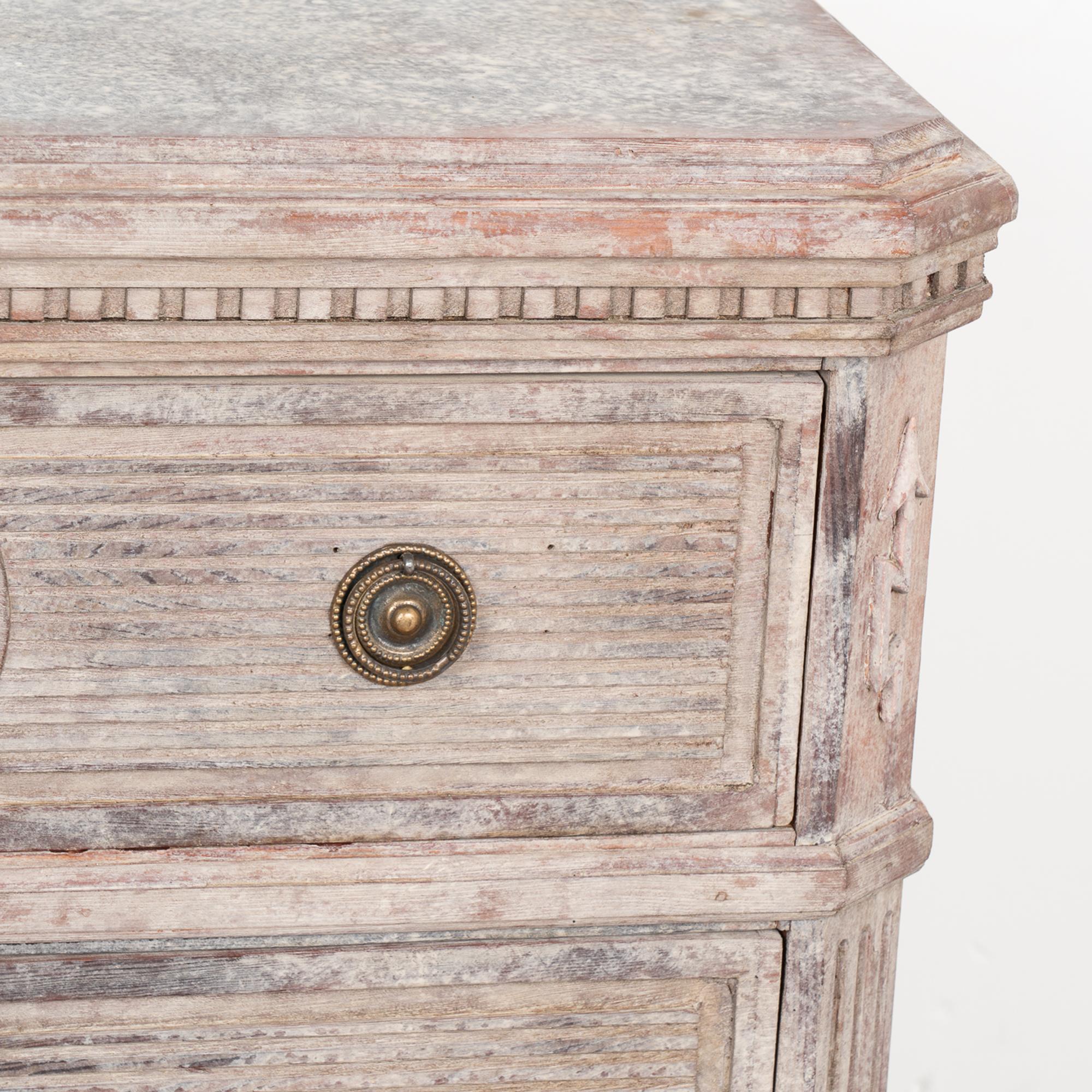 Pair, Gray Painted Gustavian Chest of Drawers, Sweden circa 1840-60 For Sale 4