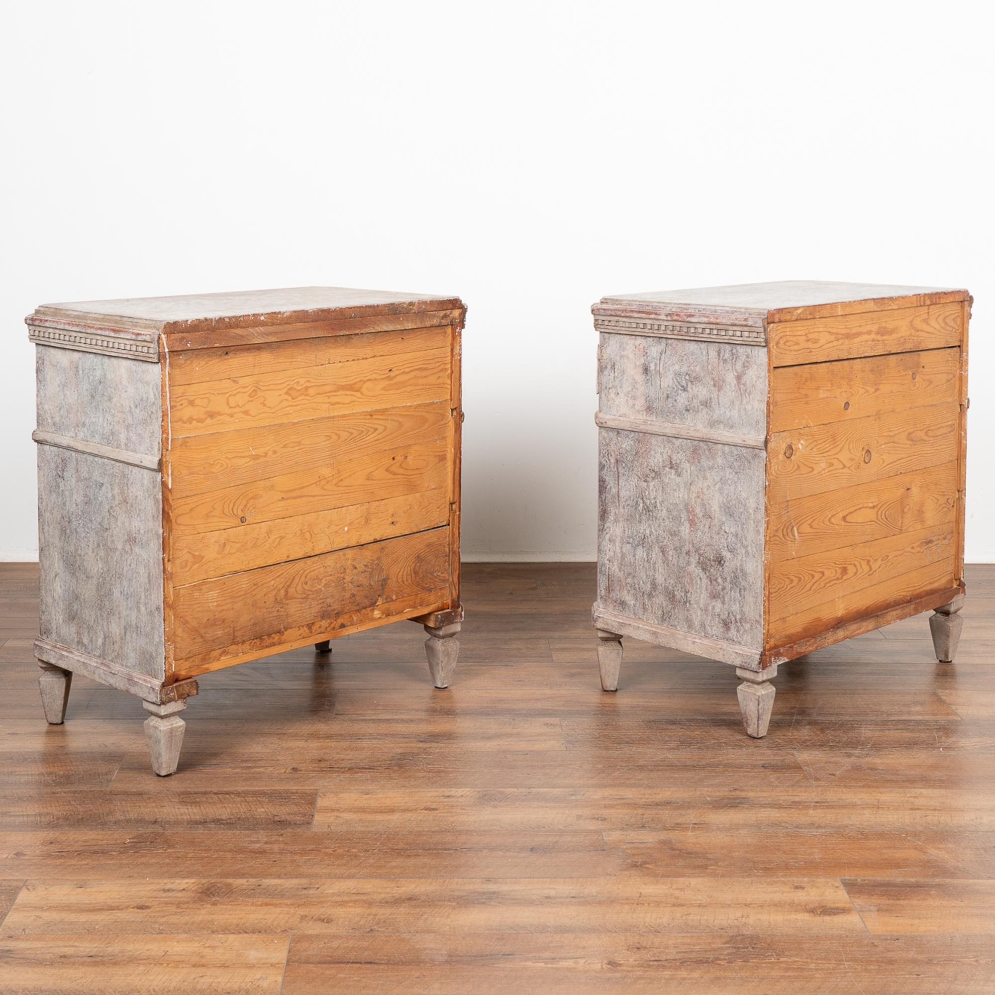 Pair, Gray Painted Gustavian Chest of Drawers, Sweden circa 1840-60 For Sale 6