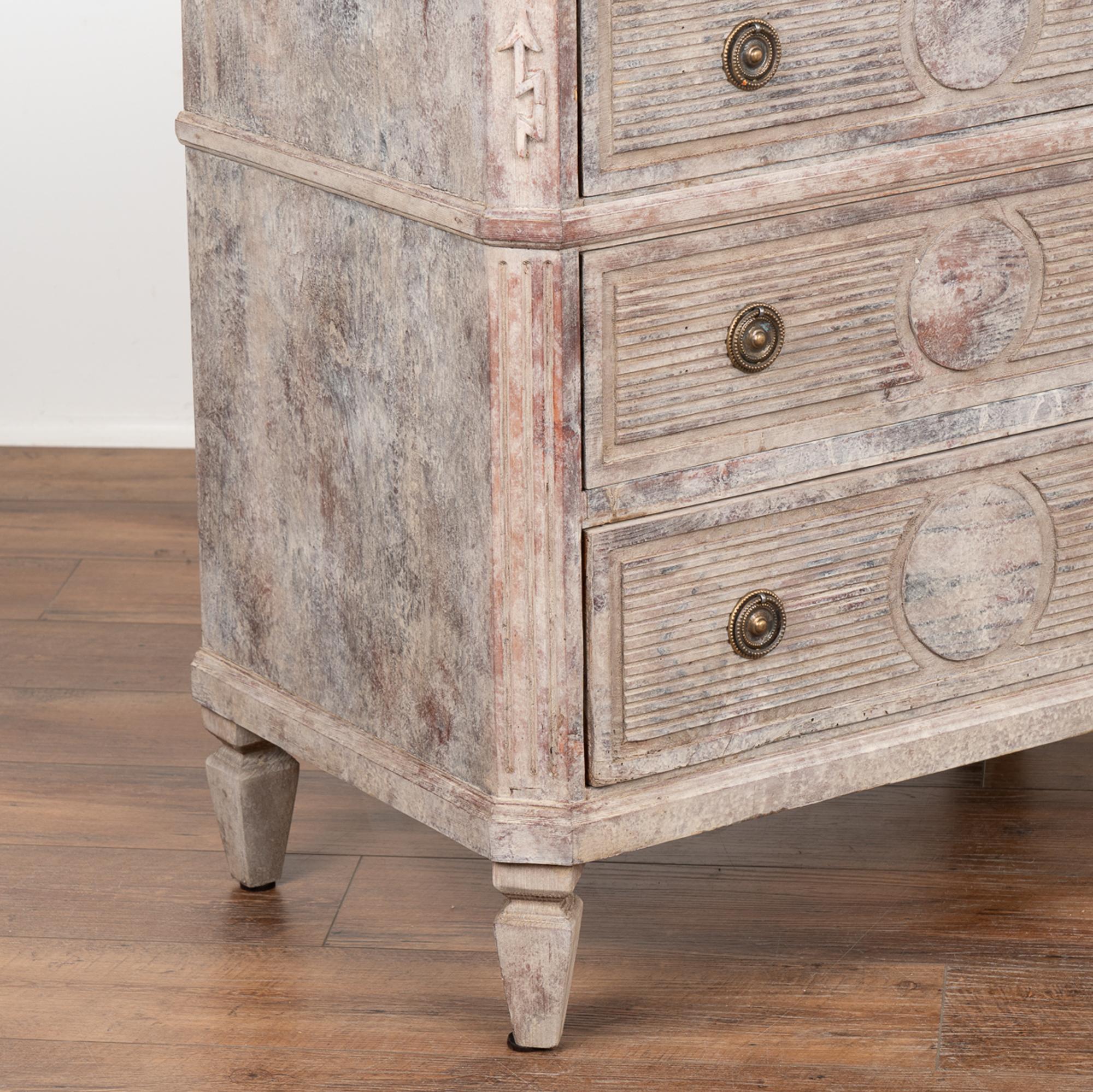 19th Century Pair, Gray Painted Gustavian Chest of Drawers, Sweden circa 1840-60 For Sale