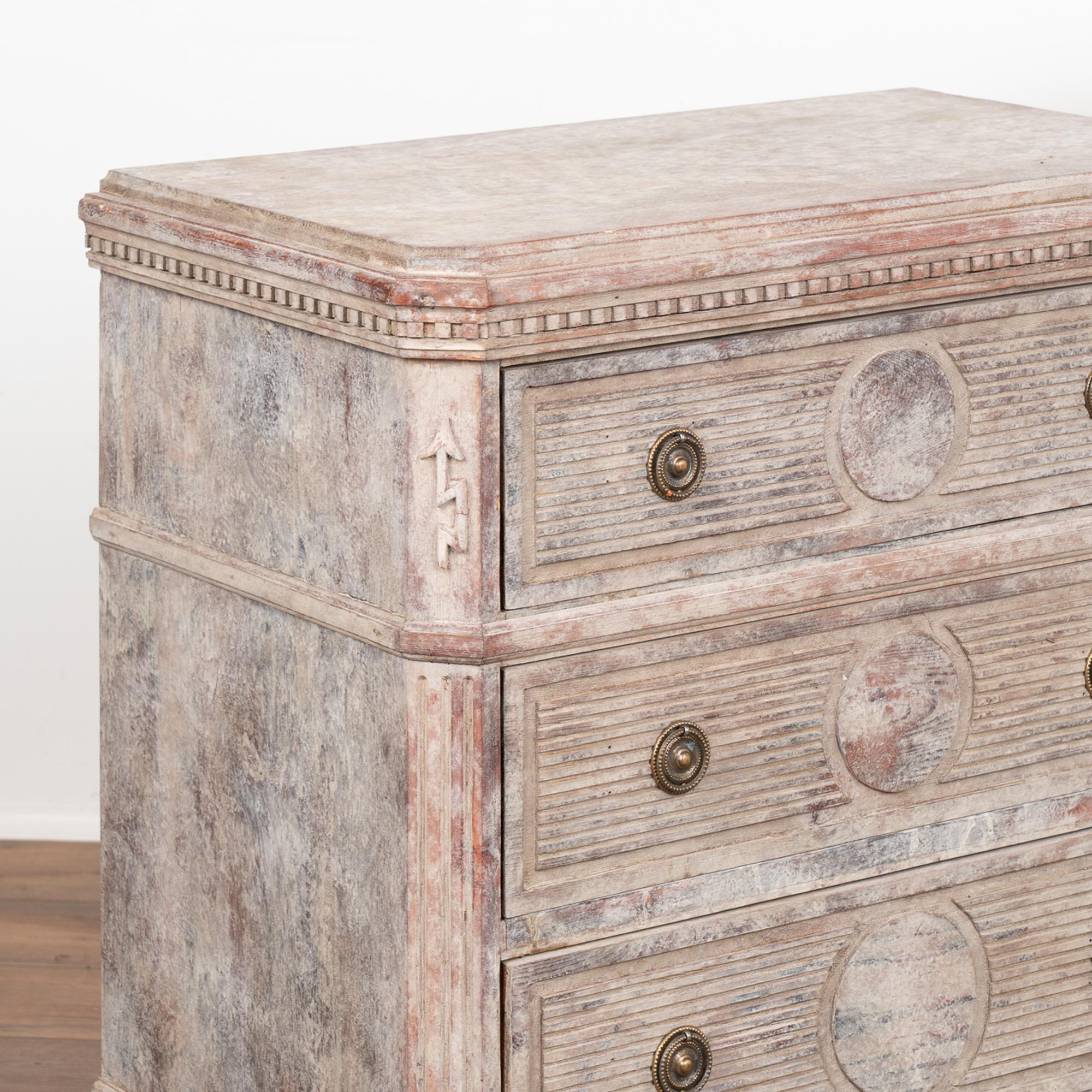 Pine Pair, Gray Painted Gustavian Chest of Drawers, Sweden circa 1840-60 For Sale