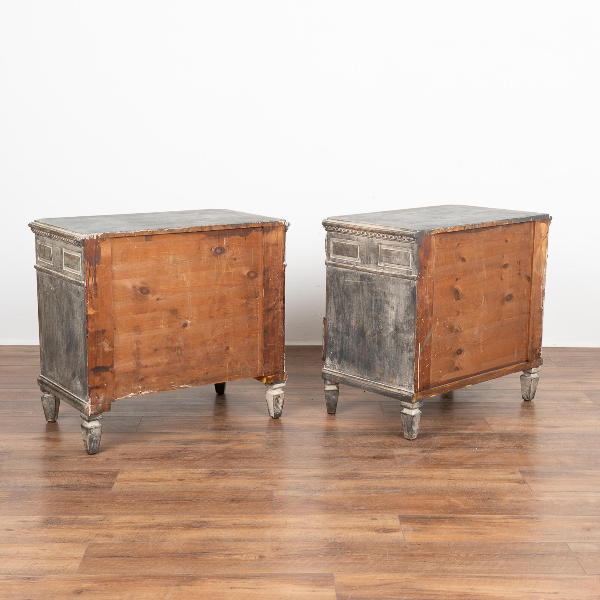 Pair, Gray Painted Gustavian Chest of Drawers, Sweden circa 1860-80 7