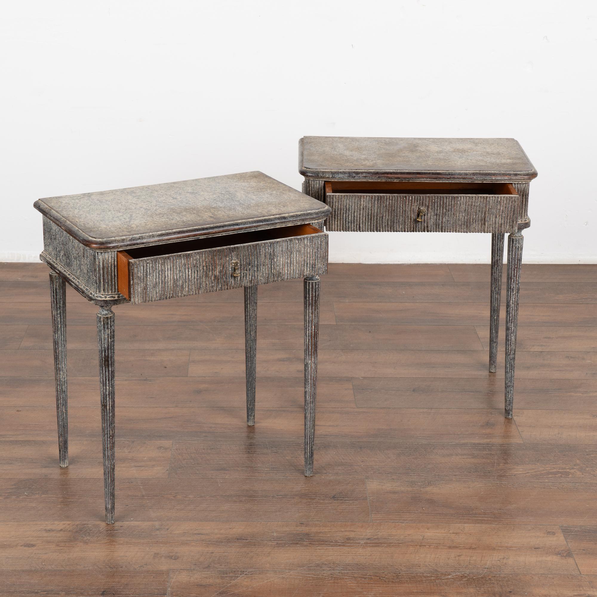 Gustavian Pair, Gray Painted Side Tables, Sweden circa 1940-60