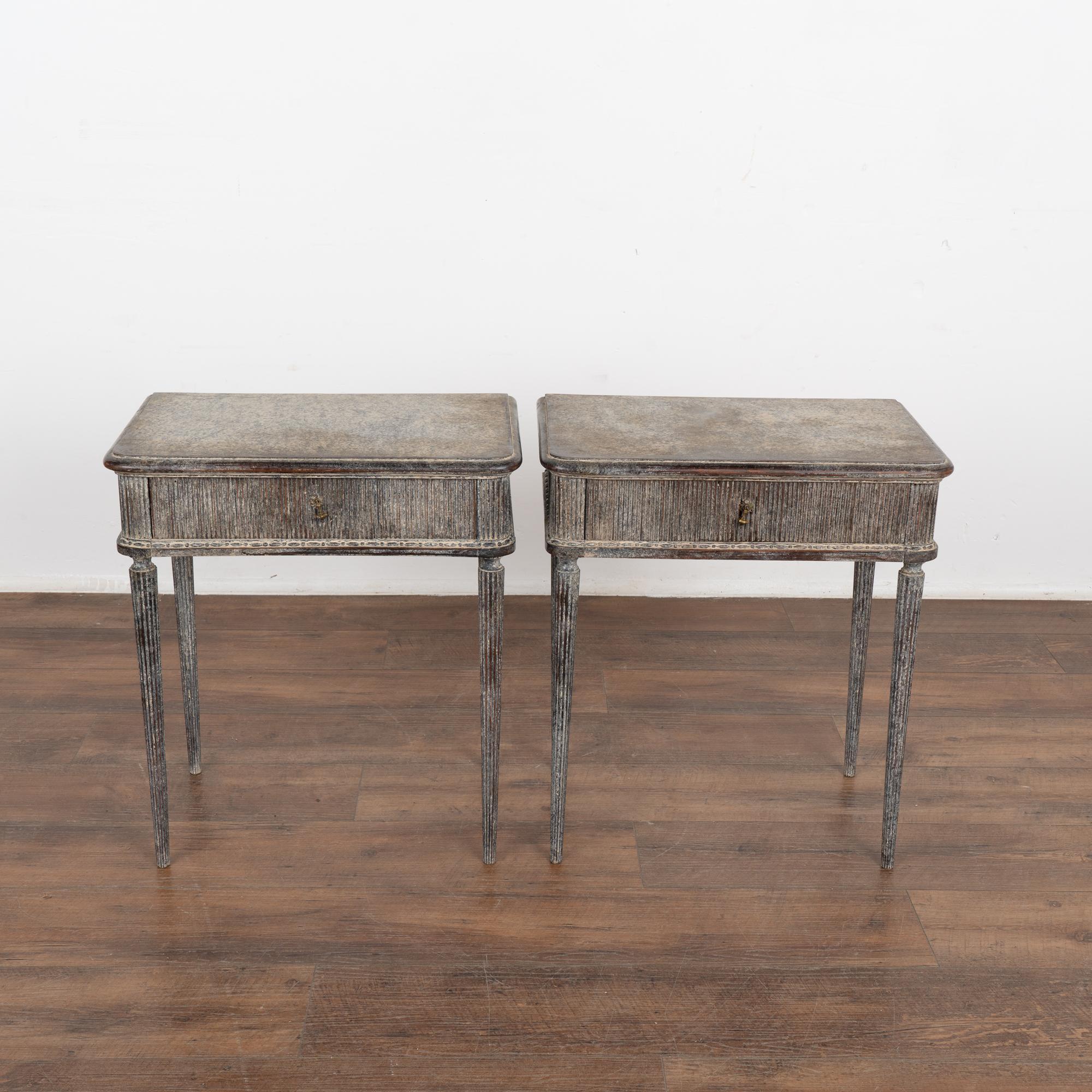 Swedish Pair, Gray Painted Side Tables, Sweden circa 1940-60