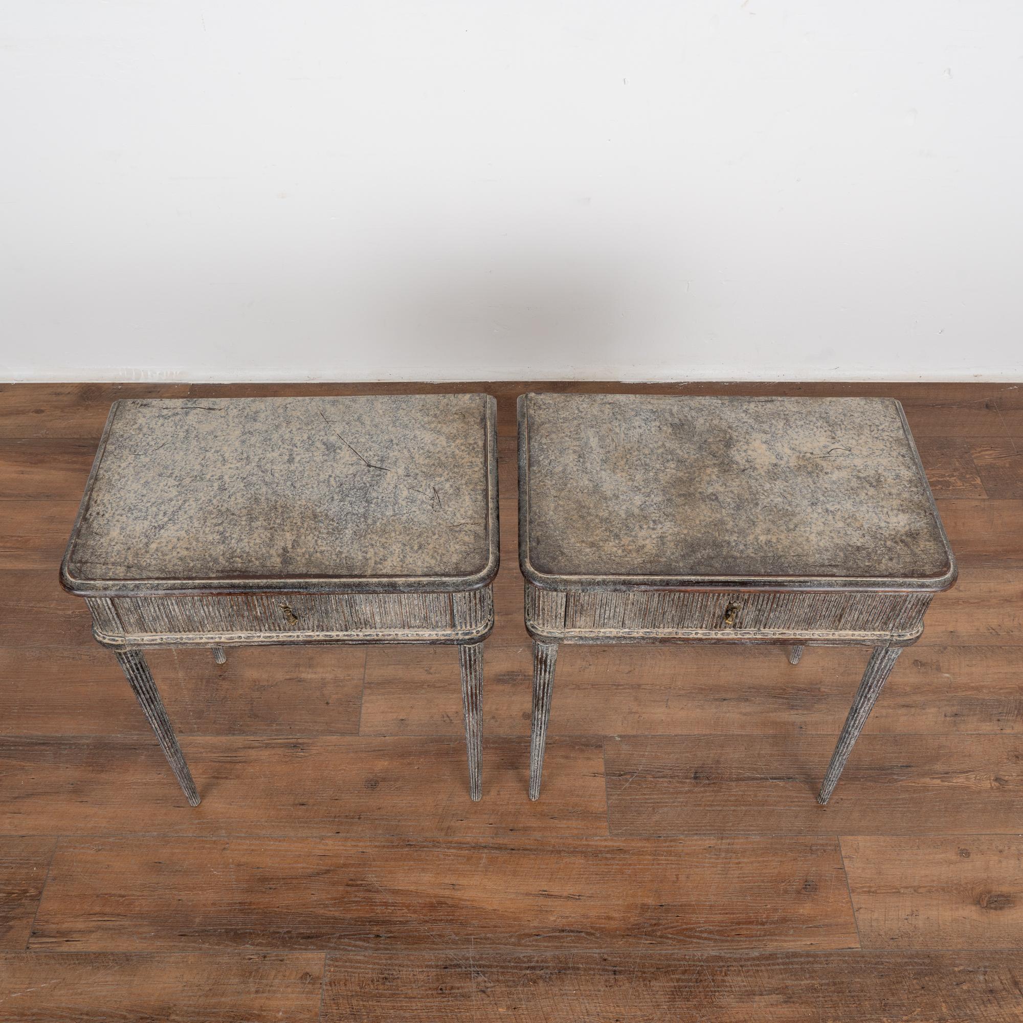 Pair, Gray Painted Side Tables, Sweden circa 1940-60 In Good Condition In Round Top, TX
