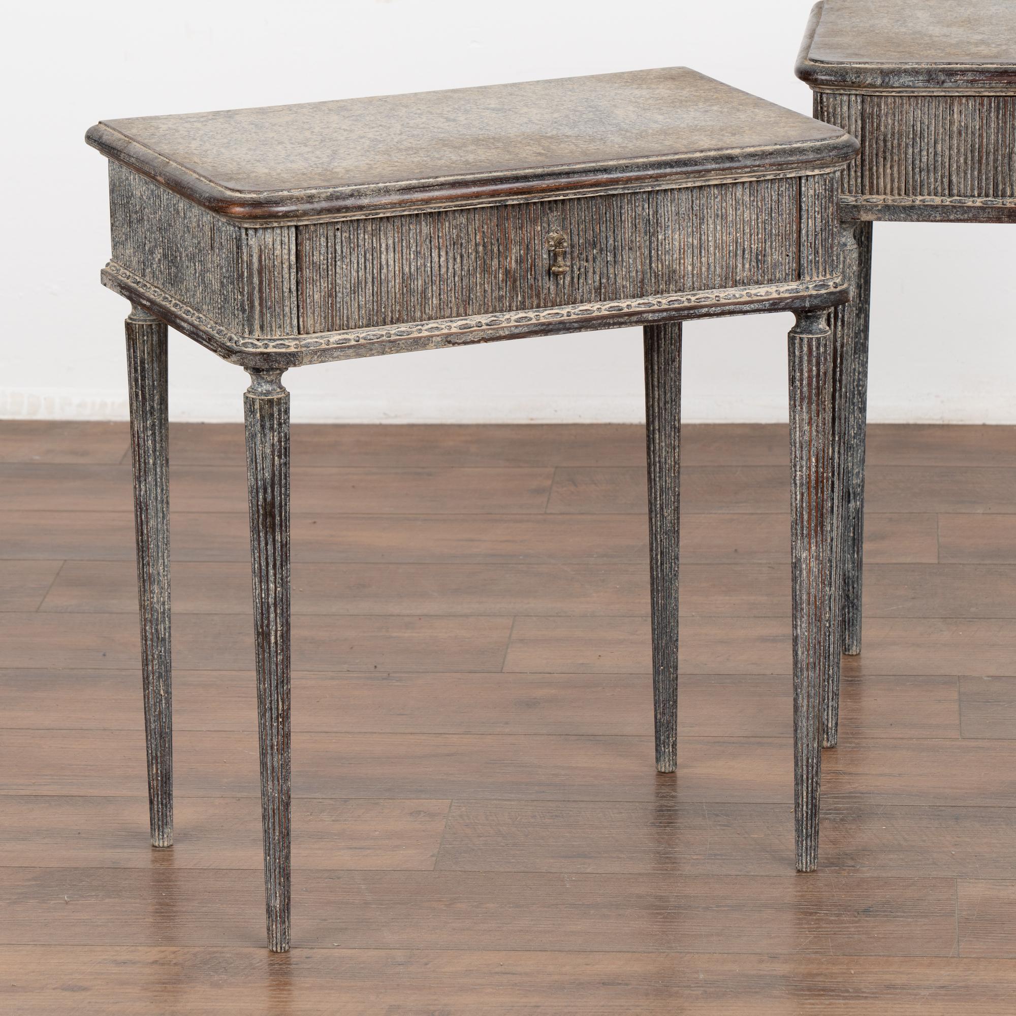 20th Century Pair, Gray Painted Side Tables, Sweden circa 1940-60
