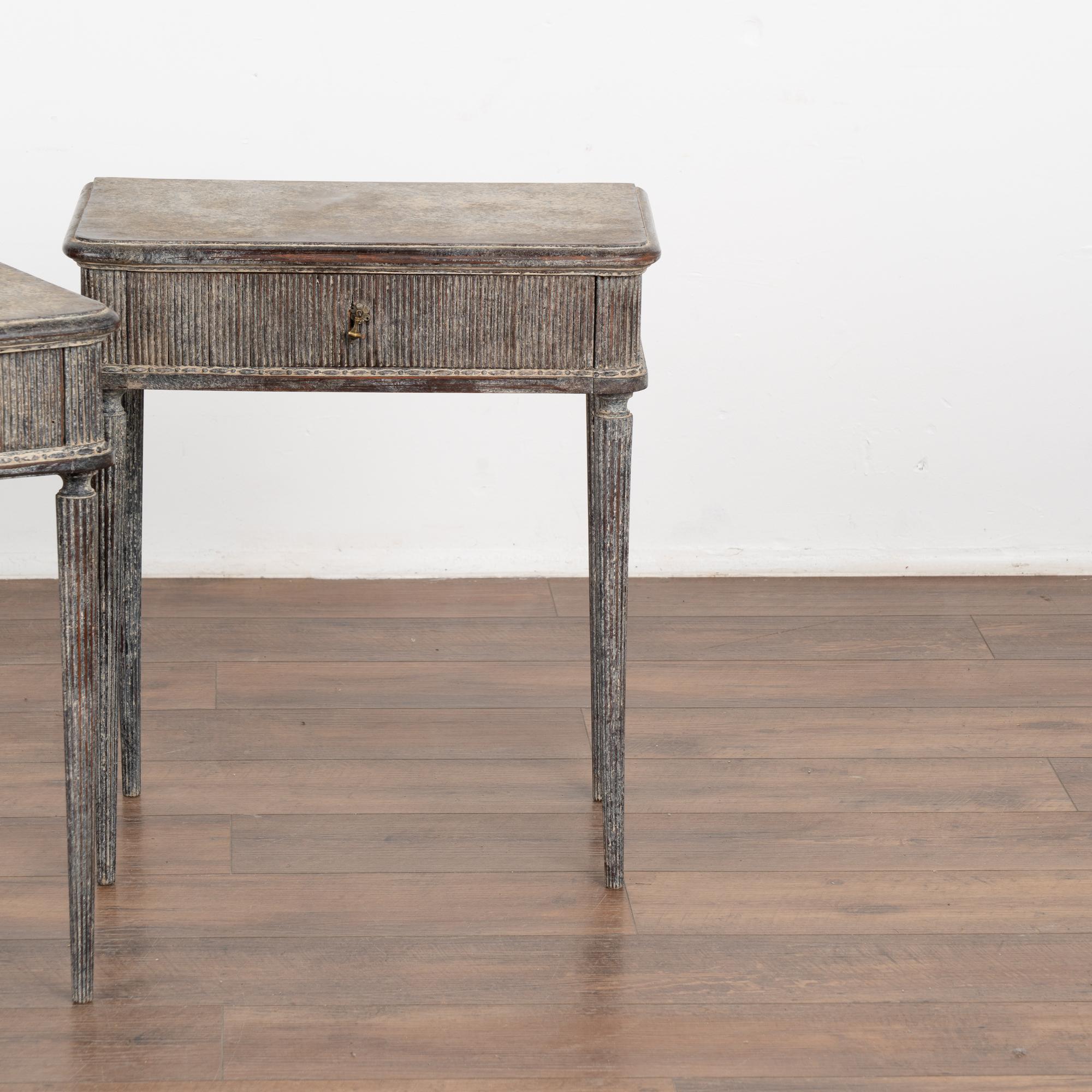 Wood Pair, Gray Painted Side Tables, Sweden circa 1940-60