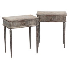 Pair, Gray Painted Side Tables, Sweden circa 1940-60